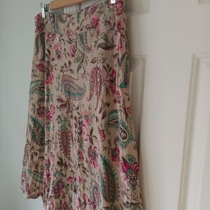Vintage East 5th Multicolor Paisley Midi Skirt.  Pretty Colors.  Beige Teal Pink